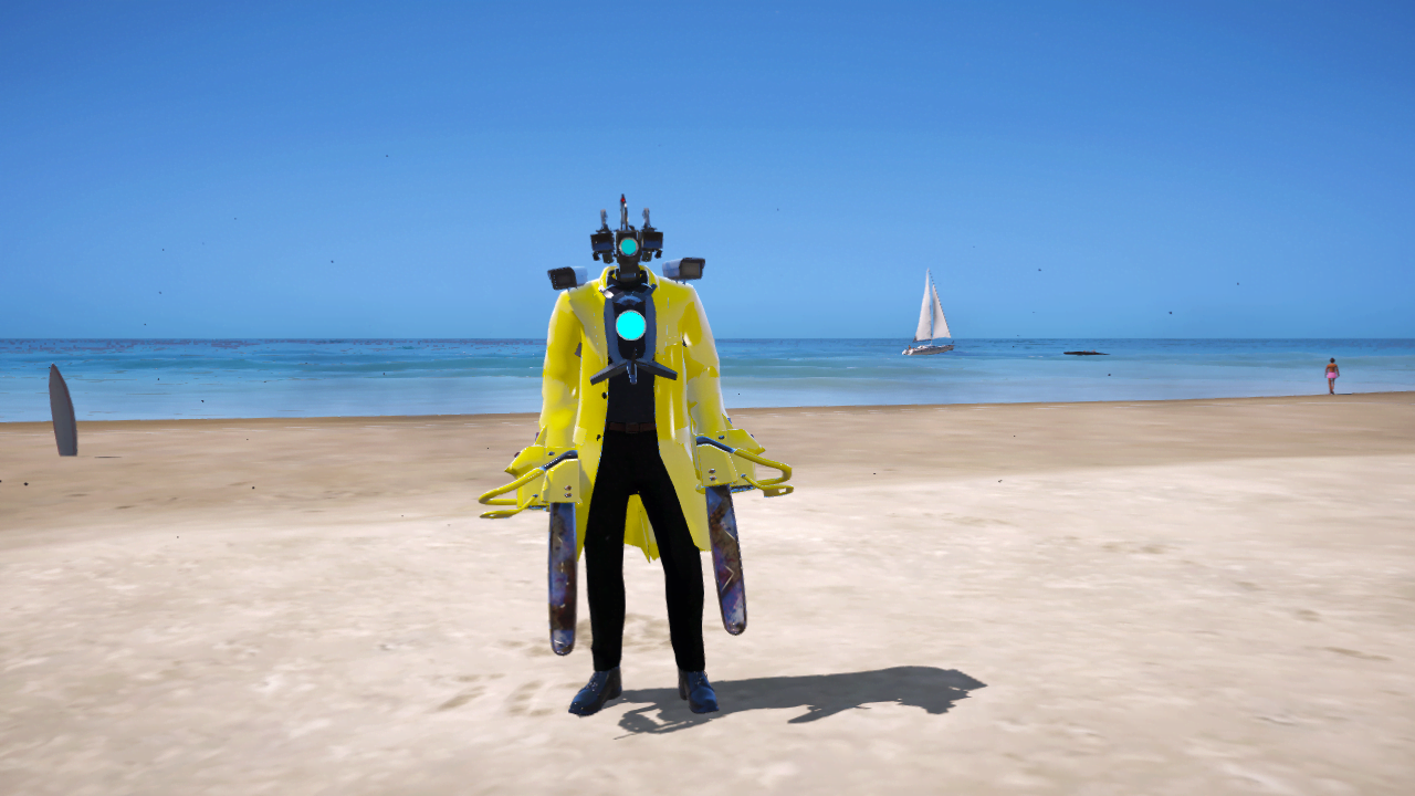 GTA 5 Mods Golden Chainsaw Cameraman Addon Ped