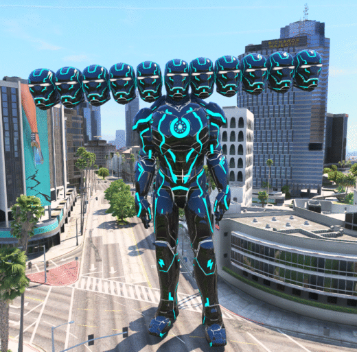 GTA 5 Mods 10 Head Neon Ironman Addon Ped